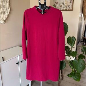 Boden Pink Long Sleeve Crew Neck Sweater Dress